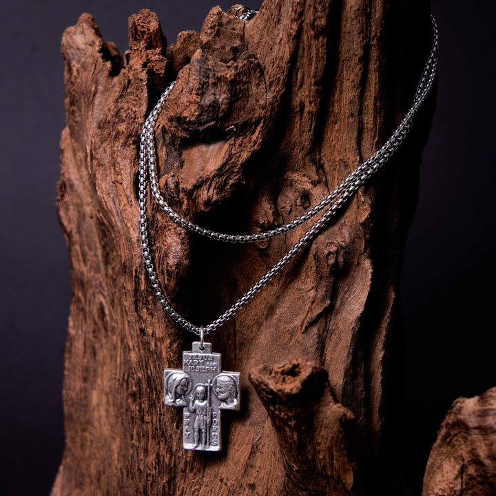 Classic Style Jesus Mary Joseph Guardian Cross Pendant Alloy Necklace - image 6