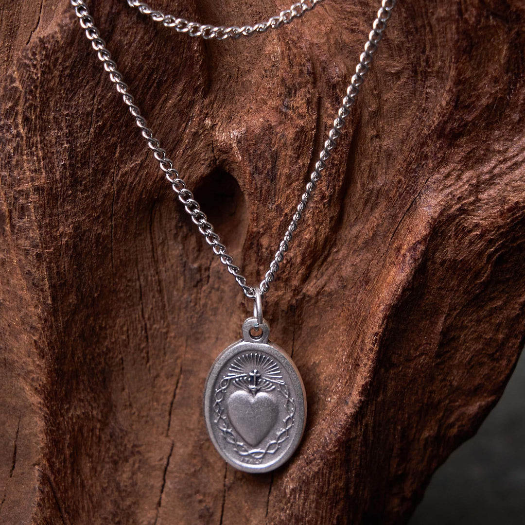 Classic Style Sacred Heart of Jesus Cross Flower Pendant Necklace - image 6