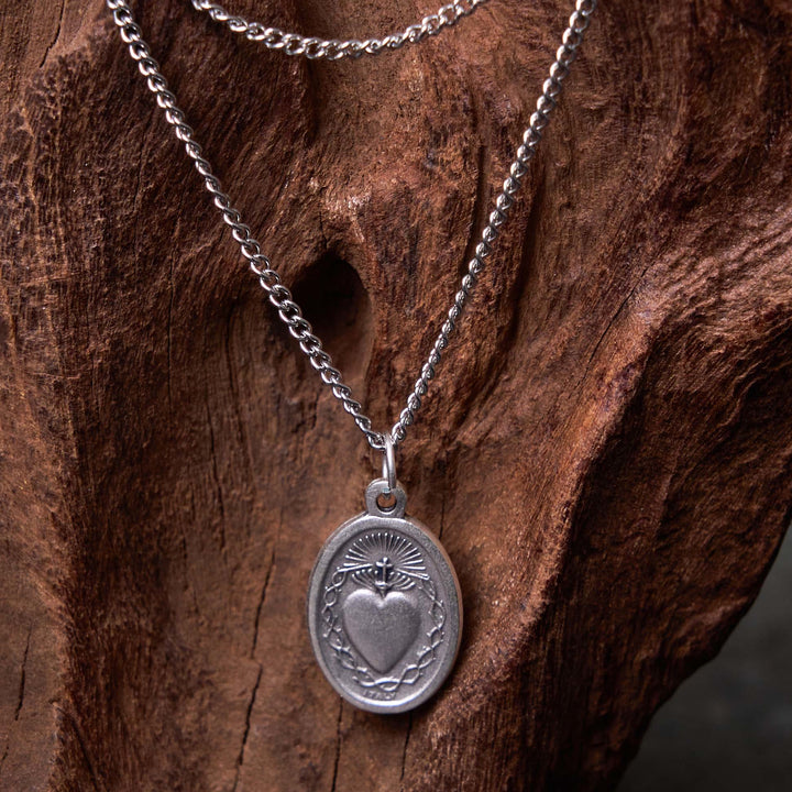 Classic Style Sacred Heart of Jesus Cross Flower Pendant Necklace - image 6