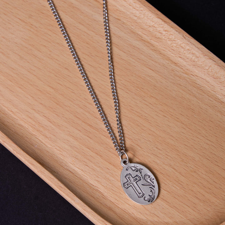 Classic Style Sacred Heart of Jesus Cross Flower Pendant Necklace - image 5