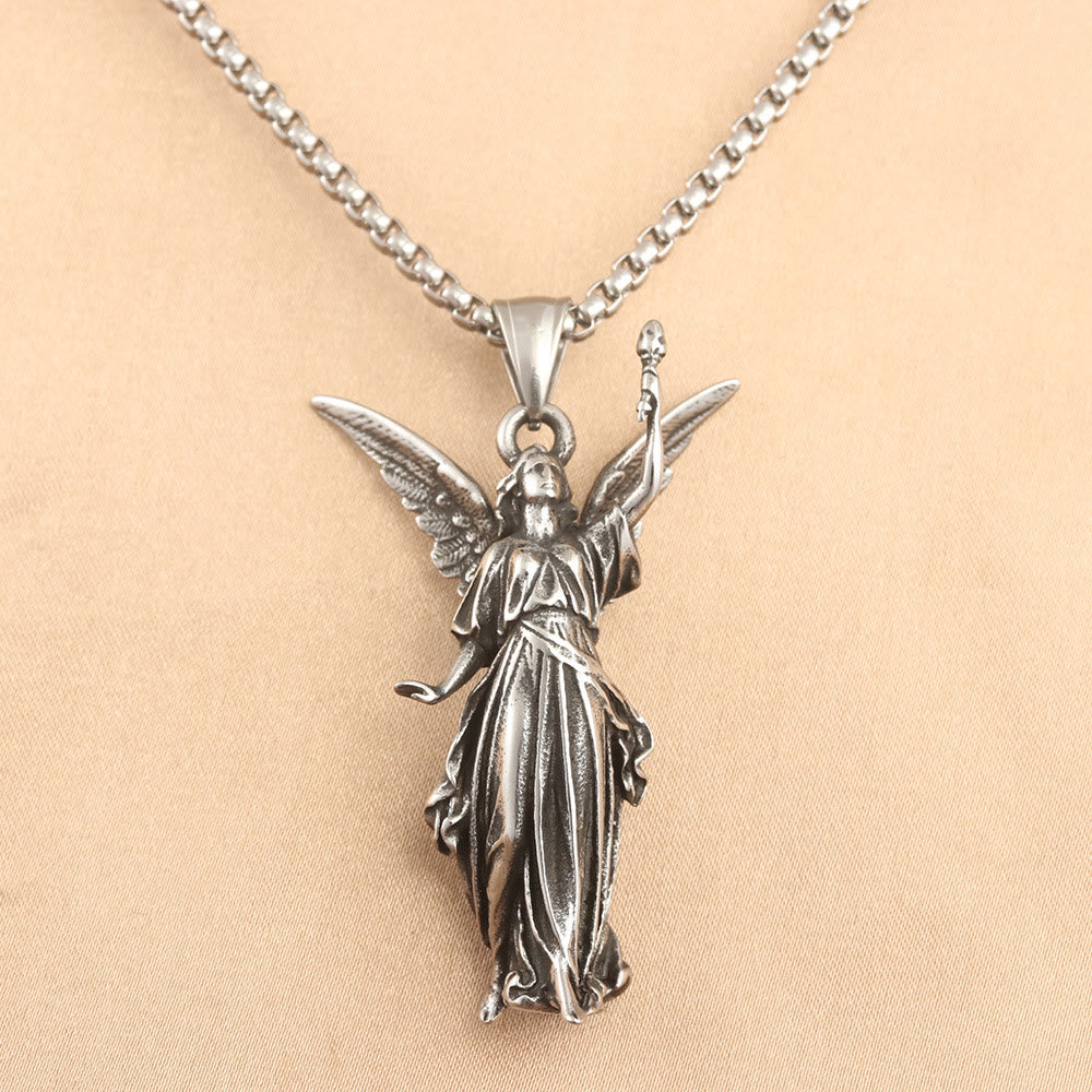 Classic Style Heavenly Protection Guardian Angel Titanium Pendant Necklace - Guardian Angel - image 1