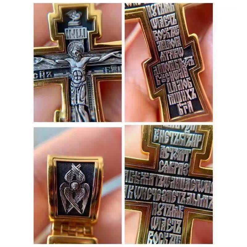 Retro Style Crucified Jesus Bicolor Alloy Pendant Necklace - image 3