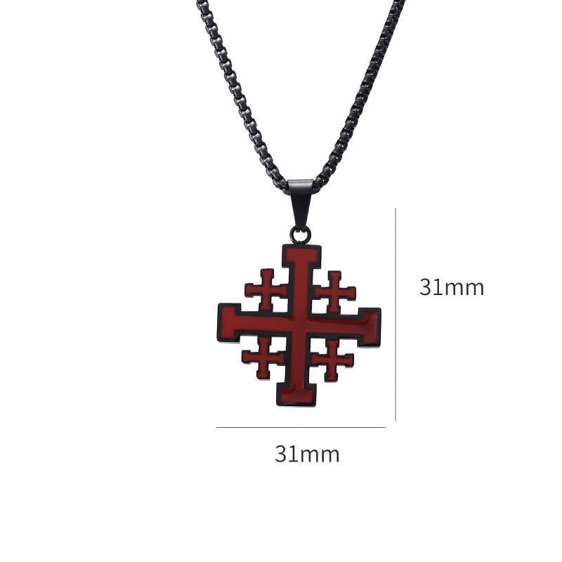 Hip-hop Style Jerusalem Cross Titanium Steel Pendant Necklace - image 3