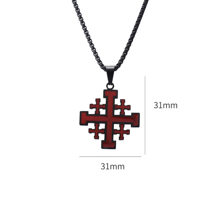 Hip-hop Style Jerusalem Cross Titanium Steel Pendant Necklace - image 3