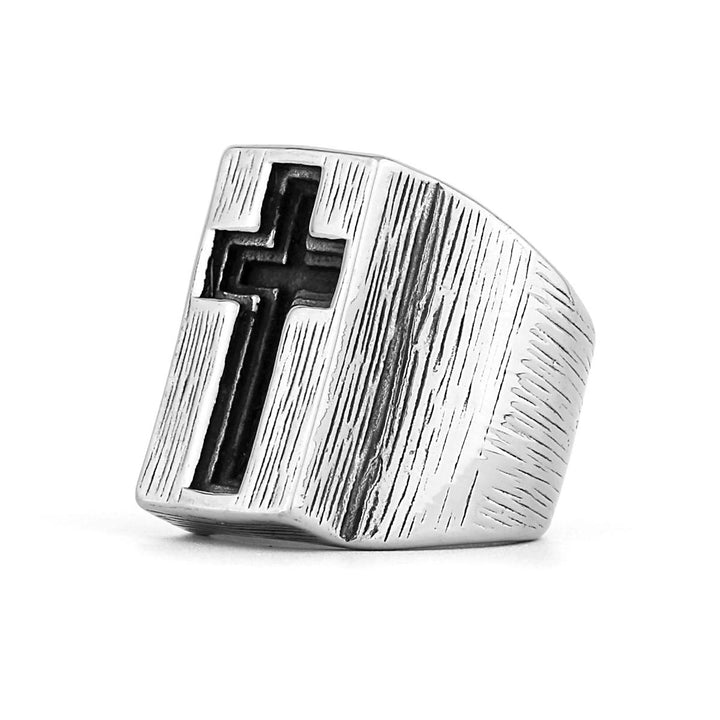 Retro Minimalist Style Broadside Cross Ring - image 8