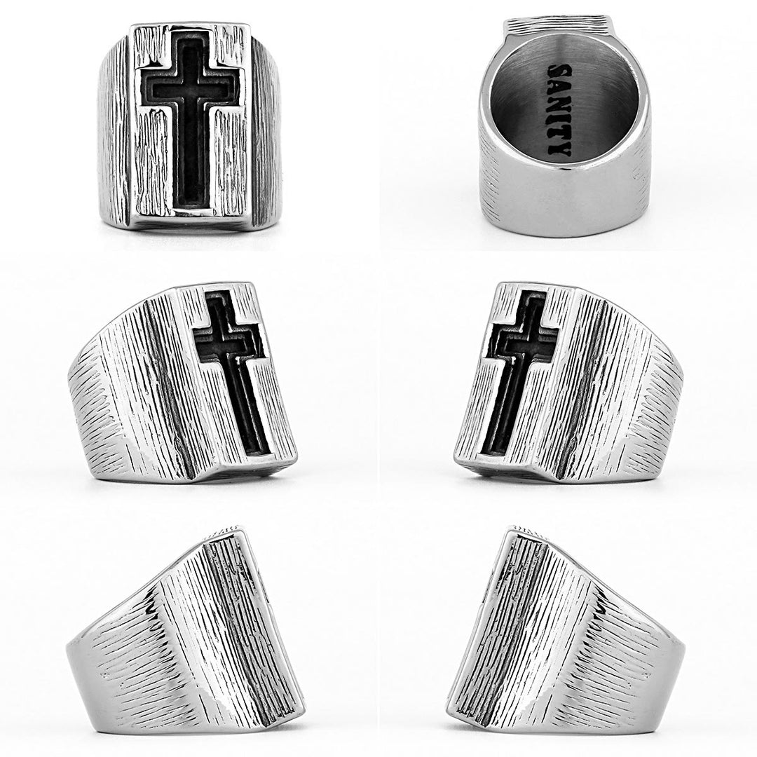 Retro Minimalist Style Broadside Cross Ring - image 7