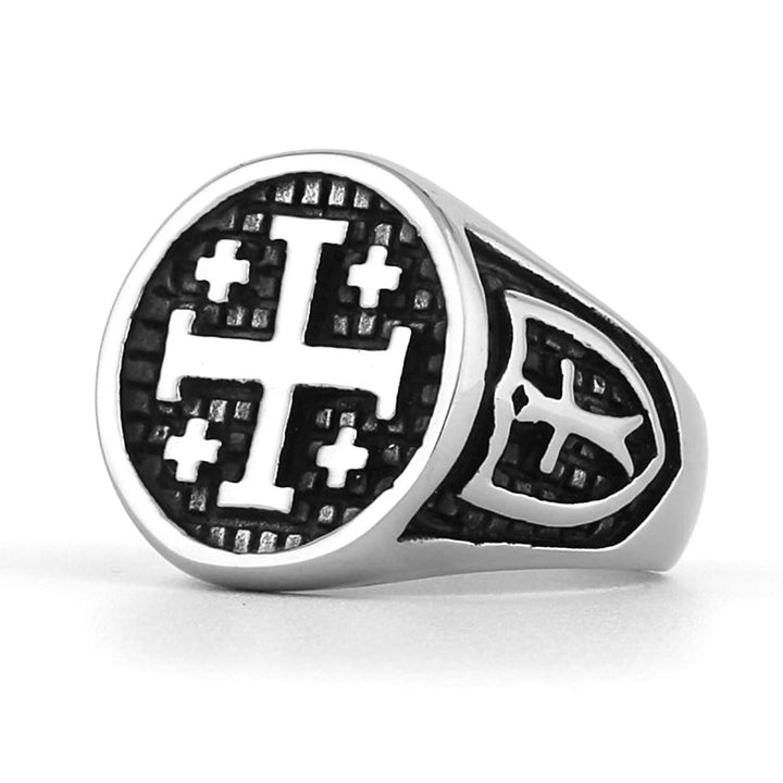 Retro Minimalist Style Jerusalem Cross Ring - image 4