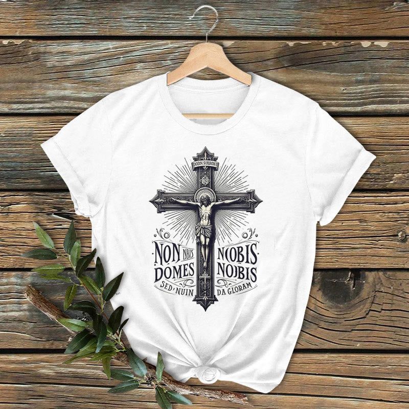 Christianartworkshop Classic Colored Style Crucifixion Emblem Short Sleeve T-shirt - White - 2XL - image 0