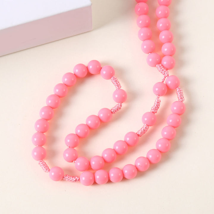 Guardian Angel & Crucifix of 8 mm Round Pink/Blue Acrylic Nylon Cord Child Rosary - image 9