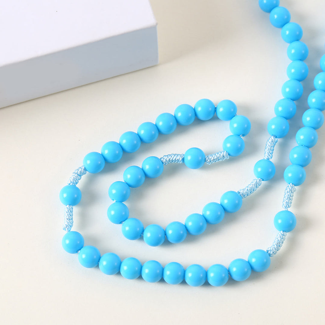 Guardian Angel & Crucifix of 8 mm Round Pink/Blue Acrylic Nylon Cord Child Rosary - image 12