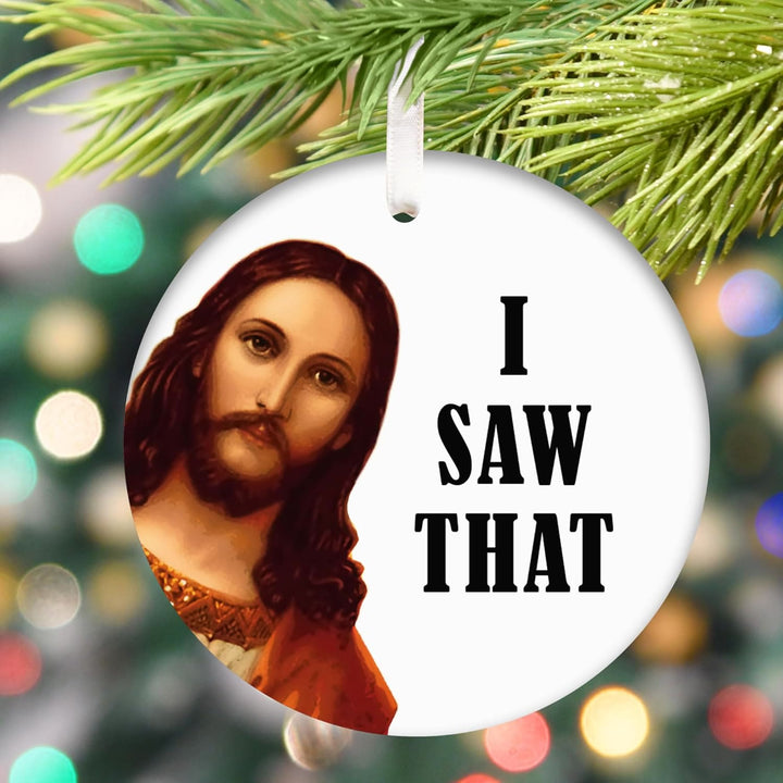 Christianartworkshop Classic Humor Style Jesus I Saw That Christmas Pendant Ornaments - image 2
