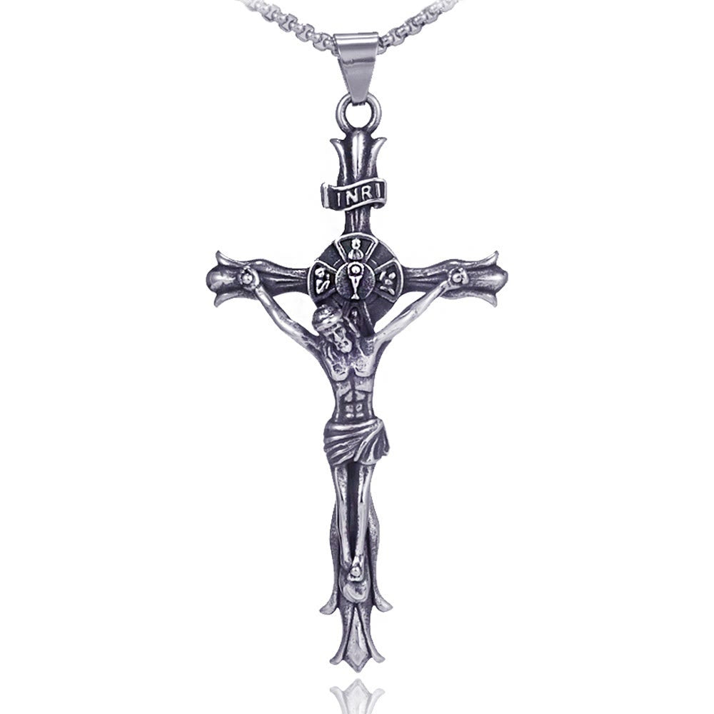 Retro Style Stainless Steel Crucifix Jewelry Chain Pendant Necklace - image 4