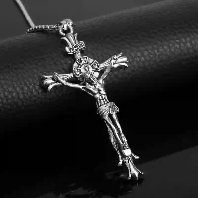 Retro Style Stainless Steel Crucifix Jewelry Chain Pendant Necklace - image 2