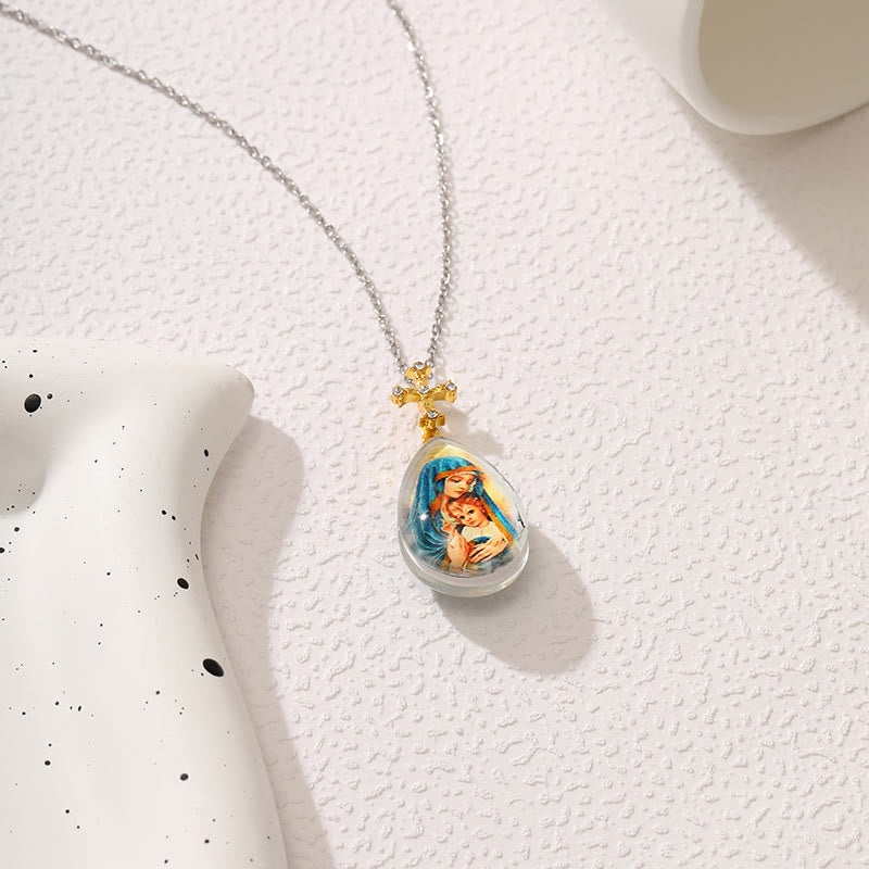 Simple Fashion Style Crystal Jesus Series Pendant Necklace - image 2