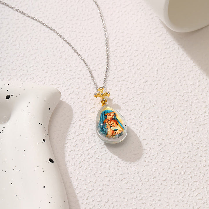 Simple Fashion Style Crystal Jesus Series Pendant Necklace - image 2