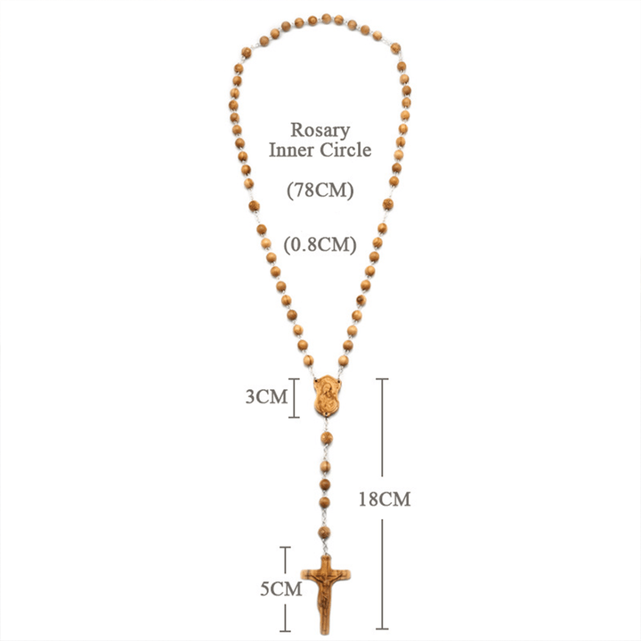 Madonna and Child & Crucifix of 8 mm Round Multicolor Olive Wood Alloy Chain Rosary - image 15