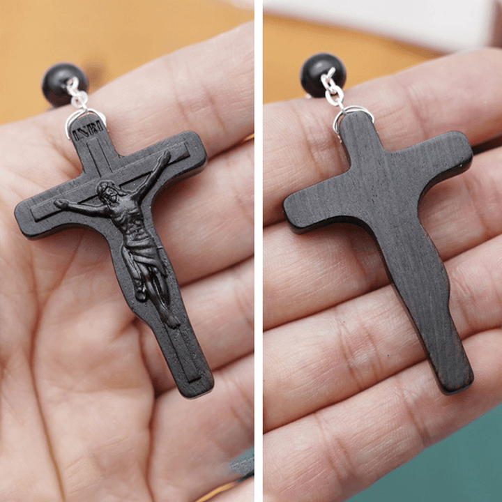 Madonna and Child & Crucifix of 8 mm Round Multicolor Olive Wood Alloy Chain Rosary - image 15