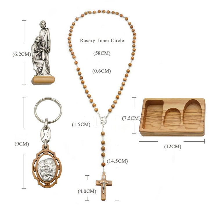 Handmade Religious Devotional Olive Wood Holy Family Rosary Set - image 10