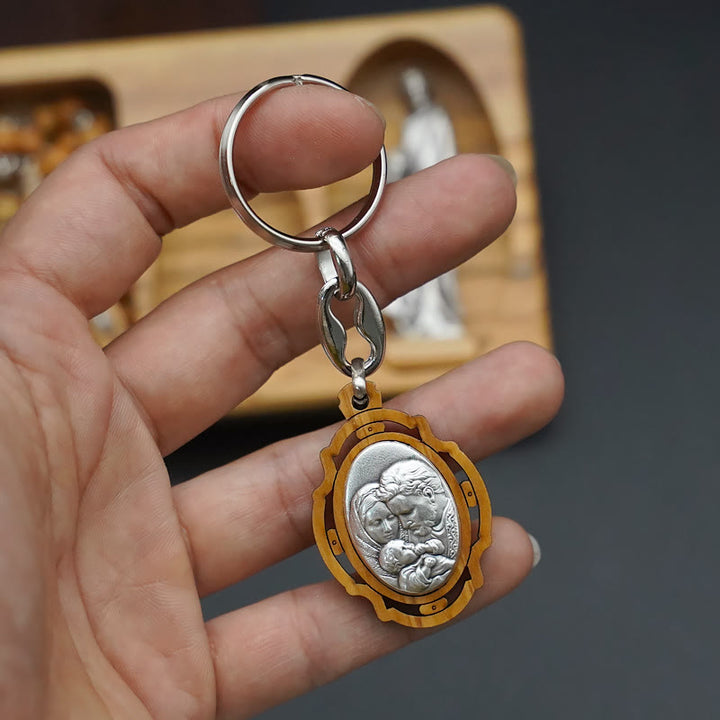 Handmade Religious Devotional Olive Wood Holy Family Rosary Set - image 7