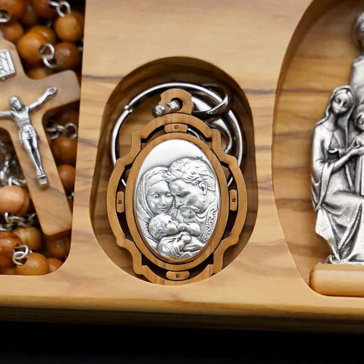 Handmade Religious Devotional Olive Wood Holy Family Rosary Set - image 6
