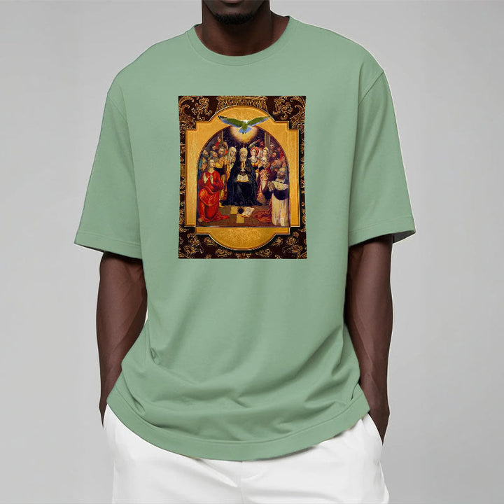 Christianartworkshop Classic Style Holy Spirit Apostles Saint Virgin Mary Short Sleeve Washed T-shirt - image 13
