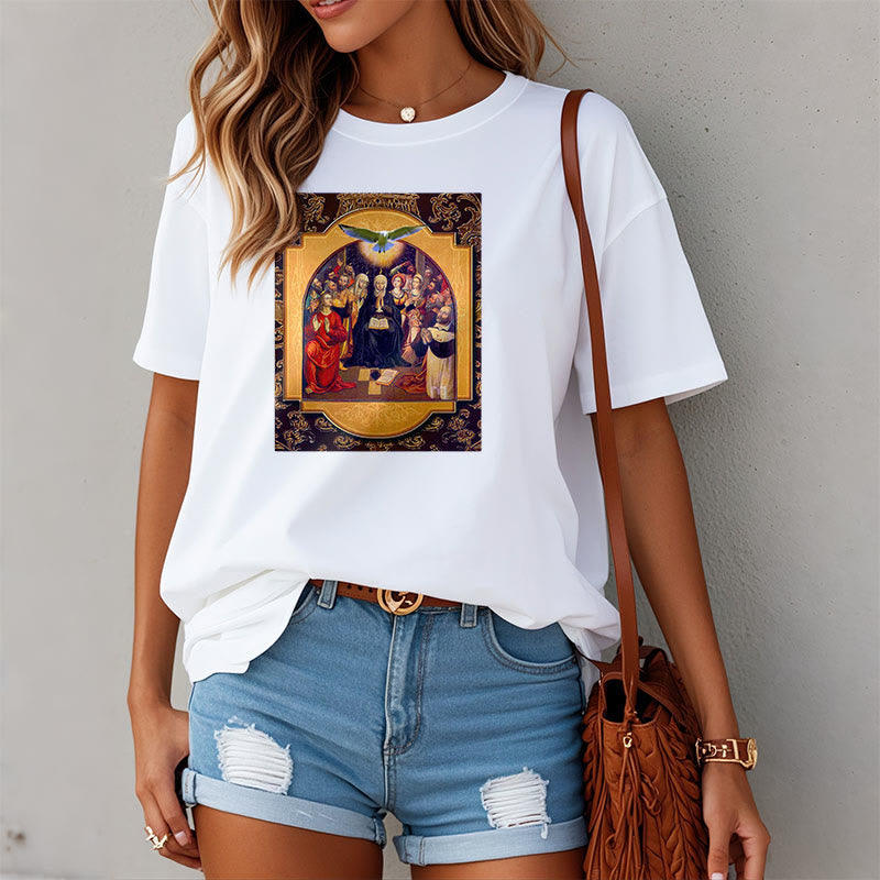 Christianartworkshop Classic Style Holy Spirit Apostles Saint Virgin Mary Short Sleeve Washed T-shirt - image 6