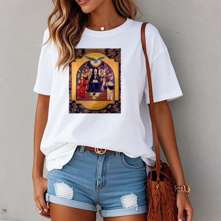 Christianartworkshop Classic Style Holy Spirit Apostles Saint Virgin Mary Short Sleeve Washed T-shirt - image 6