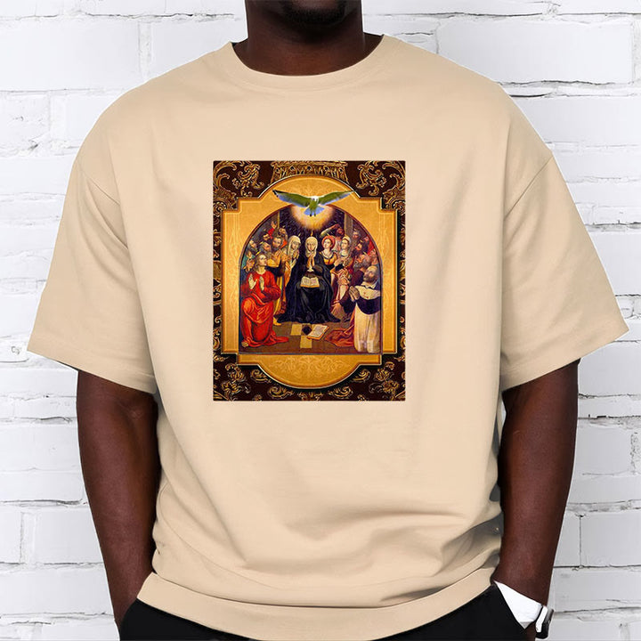 Christianartworkshop Classic Style Holy Spirit Apostles Saint Virgin Mary Short Sleeve Washed T-shirt - image 9