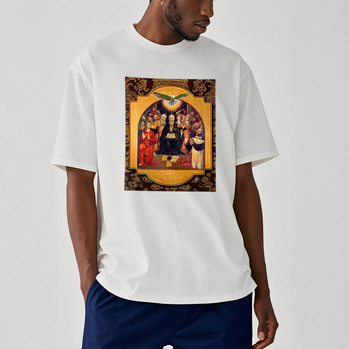 Christianartworkshop Classic Style Holy Spirit Apostles Saint Virgin Mary Short Sleeve Washed T-shirt - image 7
