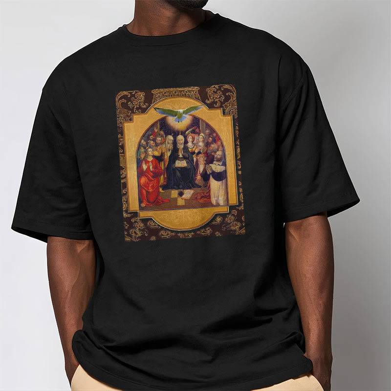 Christianartworkshop Classic Style Holy Spirit Apostles Saint Virgin Mary Short Sleeve Washed T-shirt - image 4