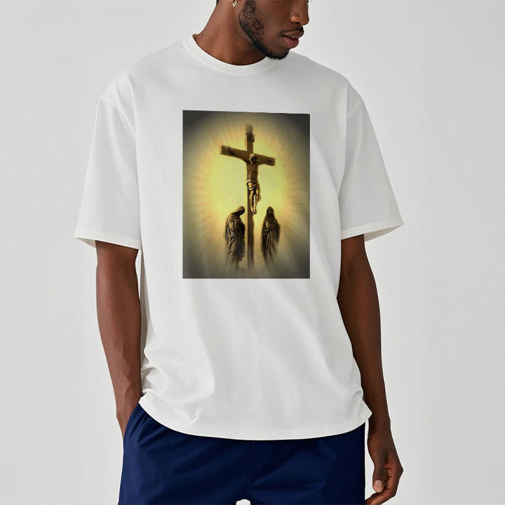 Christianartworkshop Classic Style Crucifixion of Jesus Graphic Short Sleeve Washed T-shirt - image 2