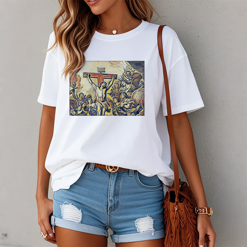 Christianartworkshop Classic Style Crucifixion of Jesus Classic Short Sleeve Washed T-shirt - image 2