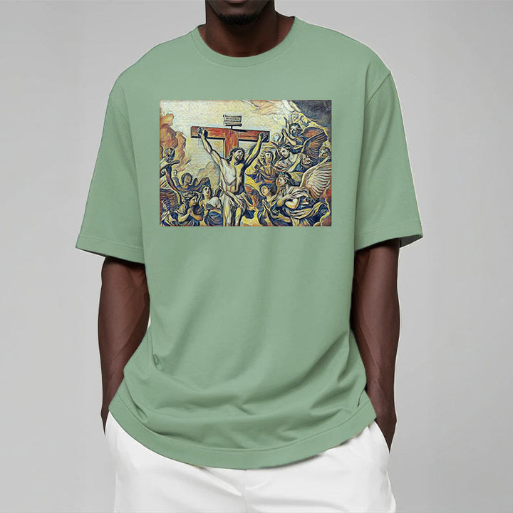 Christianartworkshop Classic Style Crucifixion of Jesus Classic Short Sleeve Washed T-shirt - image 13