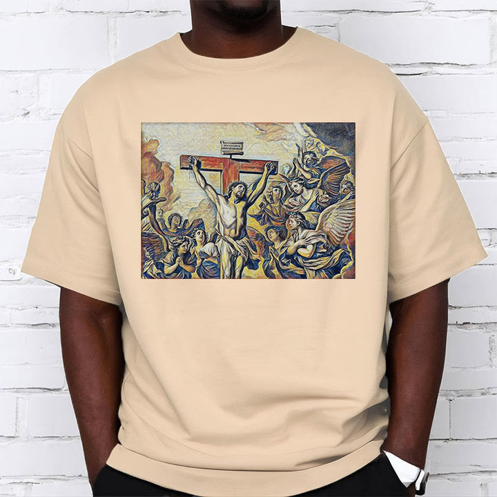 Christianartworkshop Classic Style Crucifixion of Jesus Classic Short Sleeve Washed T-shirt - image 9
