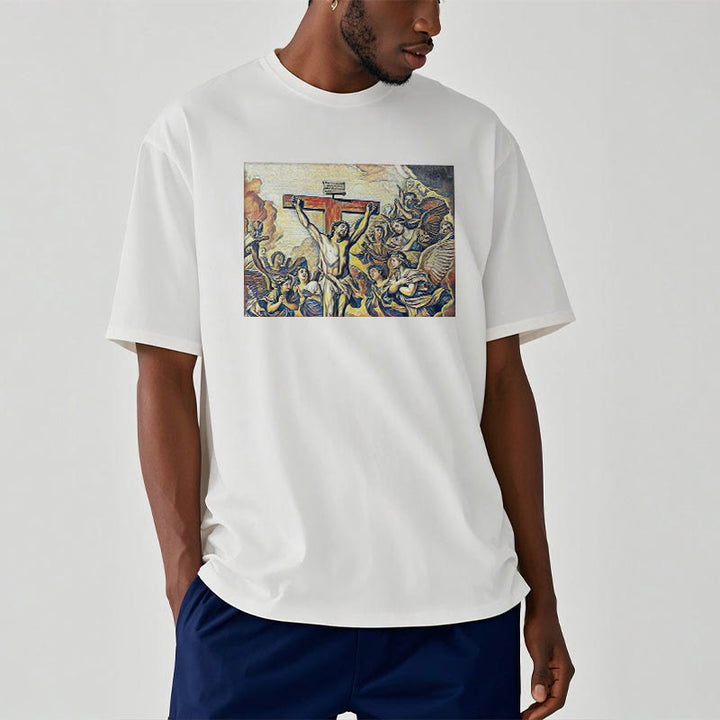 Christianartworkshop Classic Style Crucifixion of Jesus Classic Short Sleeve Washed T-shirt - image 3