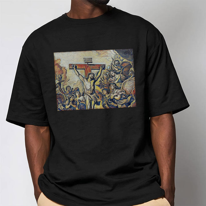 Christianartworkshop Classic Style Crucifixion of Jesus Classic Short Sleeve Washed T-shirt - image 5