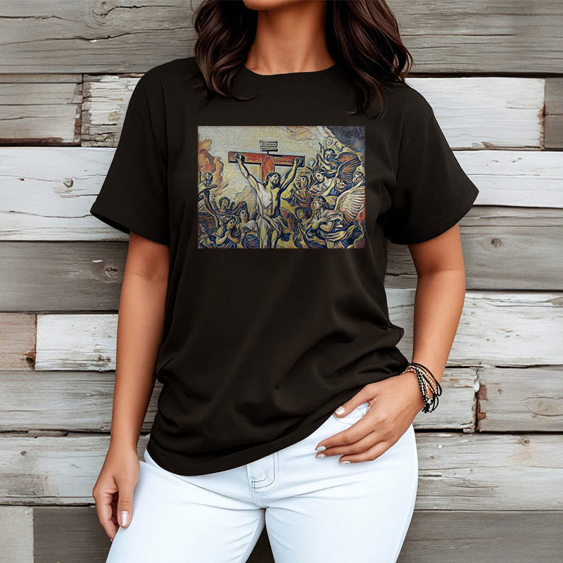 Christianartworkshop Classic Style Crucifixion of Jesus Classic Short Sleeve Washed T-shirt - image 6