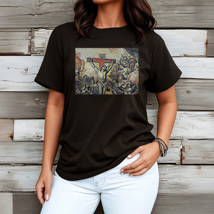 Christianartworkshop Classic Style Crucifixion of Jesus Classic Short Sleeve Washed T-shirt - image 6