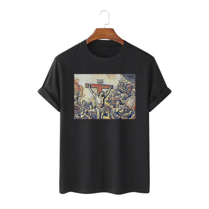 Christianartworkshop Classic Style Crucifixion of Jesus Classic Short Sleeve Washed T-shirt - Black - 2XL - image 4