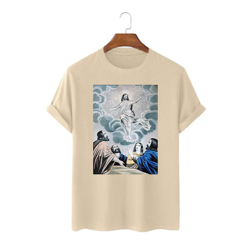 Christianartworkshop Classic Style The Ascension Short Sleeve Washed T-shirt - Khaki - 2XL - image 8
