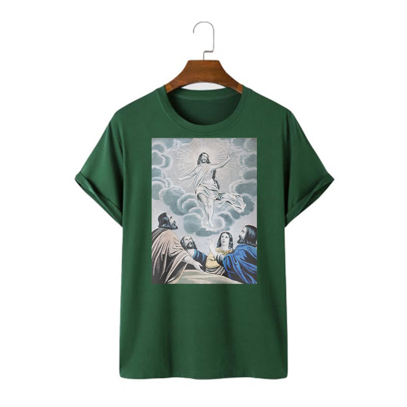 Christianartworkshop Classic Style The Ascension Short Sleeve Washed T-shirt - Dark Green - 2XL - image 10