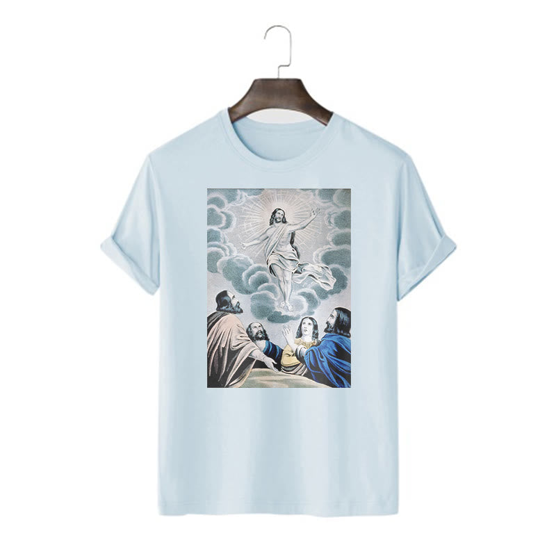 Christianartworkshop Classic Style The Ascension Short Sleeve Washed T-shirt - Blue - 2XL - image 18