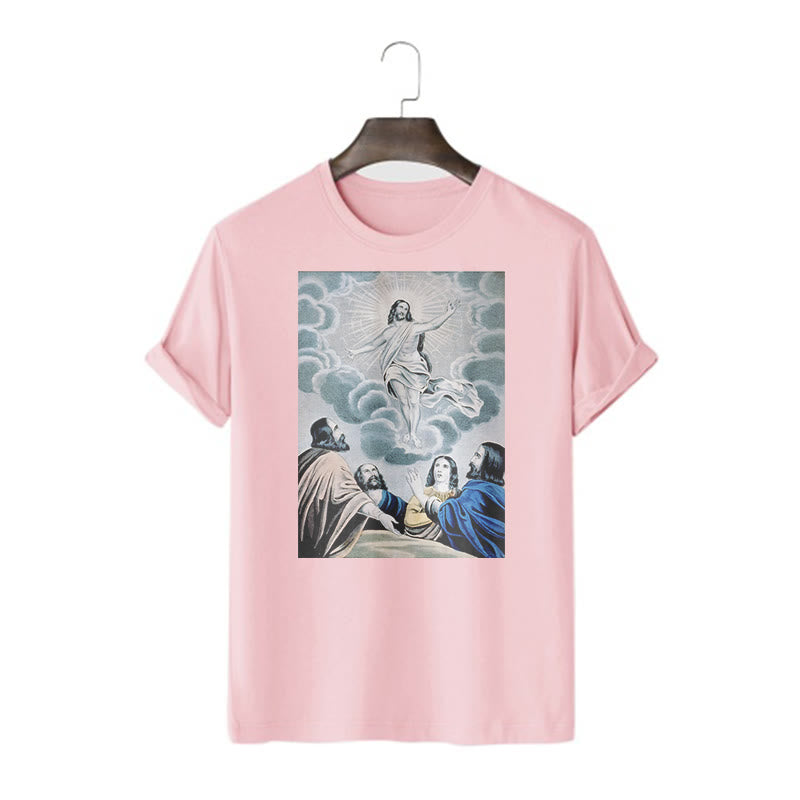 Christianartworkshop Classic Style The Ascension Short Sleeve Washed T-shirt - Pink - 2XL - image 16