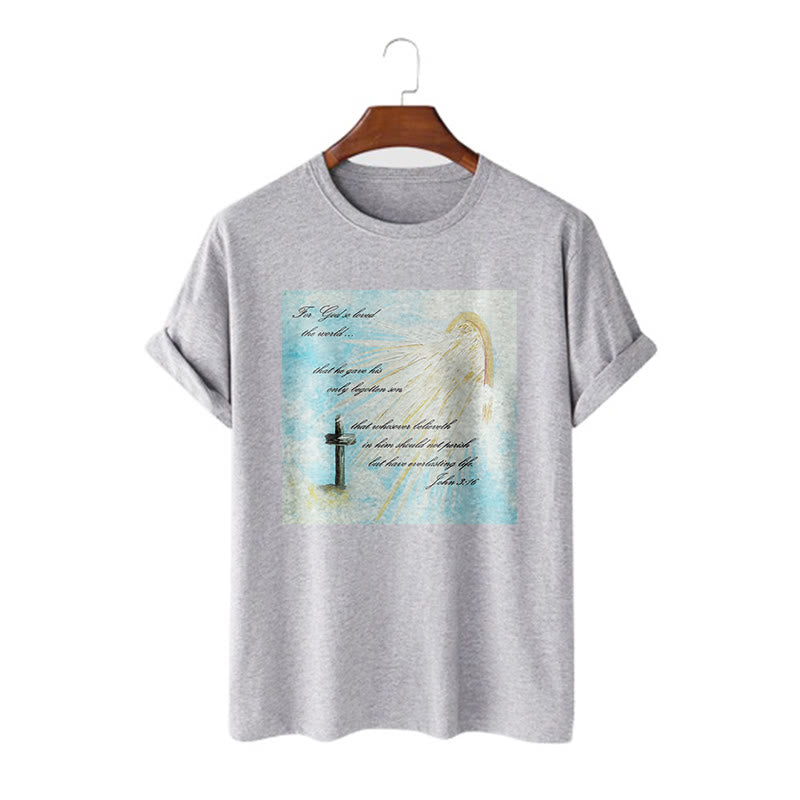 Christianartworkshop Classic Style For God so Loved the World  Short Sleeve T-shirt - Grey - 2XL - image 19
