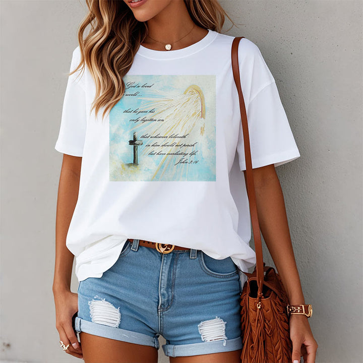 Christianartworkshop Classic Style For God so Loved the World  Short Sleeve T-shirt - image 3