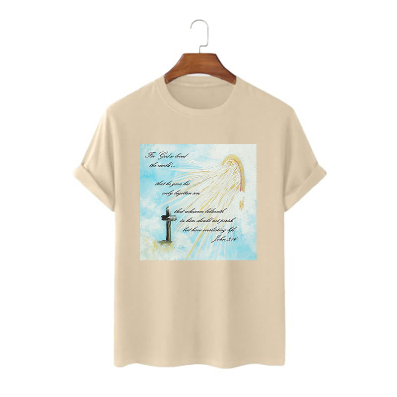 Christianartworkshop Classic Style For God so Loved the World  Short Sleeve T-shirt - Khaki - 2XL - image 9