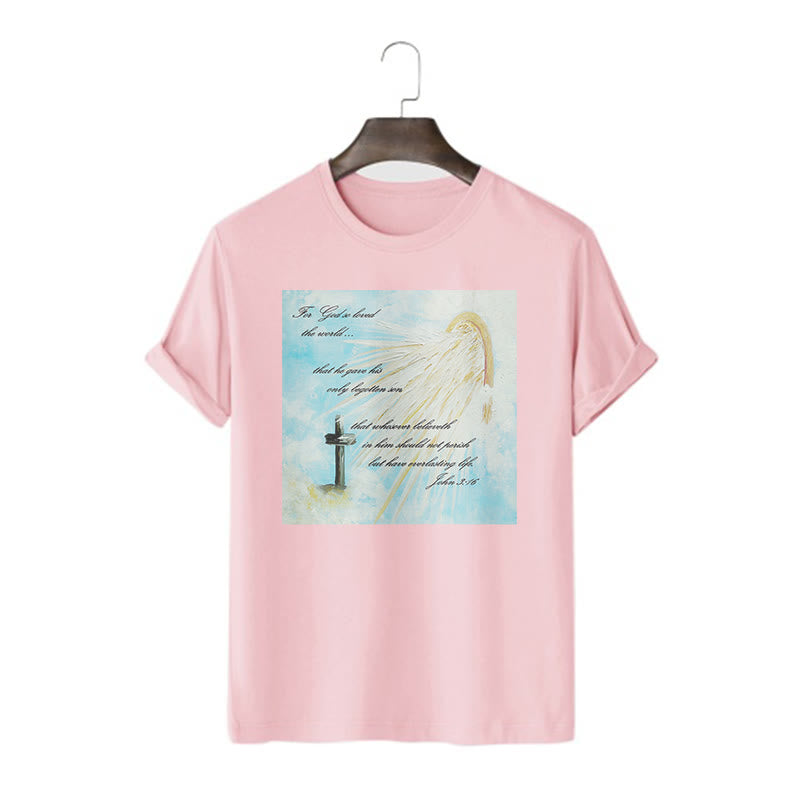 Christianartworkshop Classic Style For God so Loved the World  Short Sleeve T-shirt - Pink - 2XL - image 15