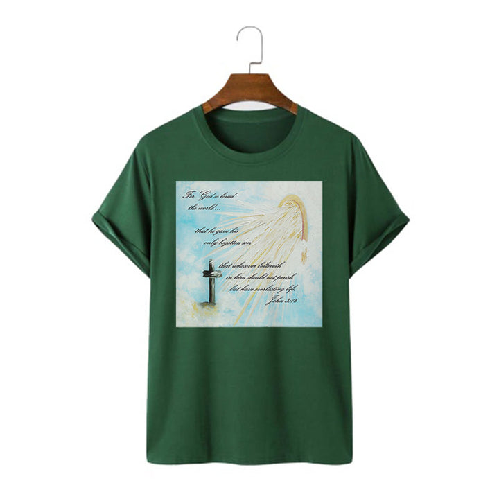 Christianartworkshop Classic Style For God so Loved the World  Short Sleeve T-shirt - Dark Green - 2XL - image 10