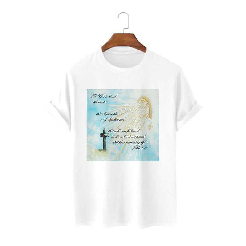 Christianartworkshop Classic Style For God so Loved the World  Short Sleeve Washed T-shirt - White - 2XL - image 2