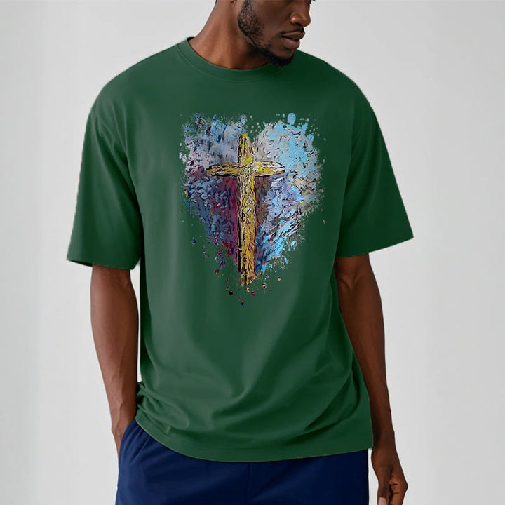 Christianartworkshop Classic Style Cross my Heart Short Sleeve Washed T-shirt - image 11